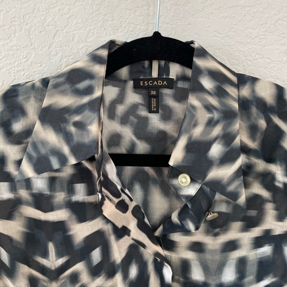 Escada 100% Cotton Neutral Leopard Print “Fantasy” Top Size 36 - Picture 4 of 8